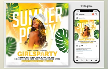 Summer <span class='badge badge-warning'>Beach</span> Party Flyer CreativeMarket-4969965