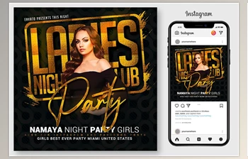 Ladies <span class='badge badge-warning'>Club</span> Night Party Flyer CreativeMarket-4967065