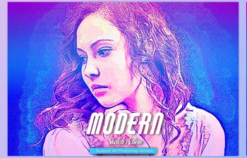 Modern Sketch <span class='badge badge-warning'>Photoshop</span> Action CreativeMarket-5467530