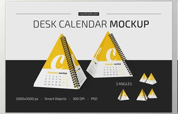 Spiral Pyramid Desk Calendar Mockup <span class='badge badge-warning'>CreativeMarket-5427530</span>