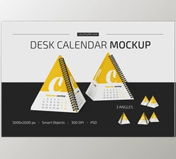 Spiral Pyramid Desk Calendar Mockup CreativeMarket-5427530
