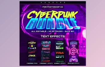Cyberpunk Photoshop <span class='badge badge-warning'>Effects</span> Bundle GraphicRiver-28590685