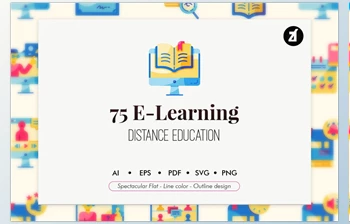 Distance Education - E-<span class='badge badge-warning'>Learning</span> elements icon pack
