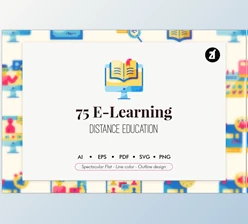 Distance Education - E-Learning elements icon pack