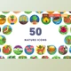 50 Nature Icons - trees, forest, nature scene, cute
