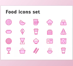 Food Icons Set for bar and restaurant