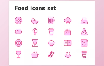 <span class='badge badge-warning'>Food</span> Icons Set for bar and restaurant