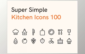 <span class='badge badge-warning'>Super</span> Simple Kitchen Icons 100