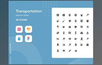 Transportation-<span class='badge badge-warning'>Papricon</span> Glyph (40 Icon)