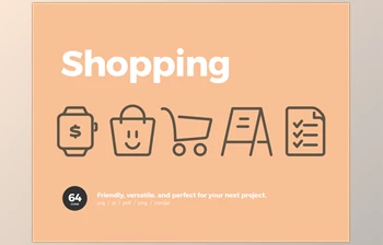 <span class='badge badge-warning'>64</span> Shopping Icons - open and playful personality