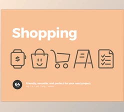 64 Shopping Icons - open and playful personality