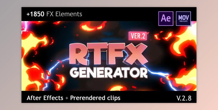 RTFX Generator (1850 FX elements) AE + Pre-rendered clips v2.8.1 CRACKED (Videohive 19563523)
