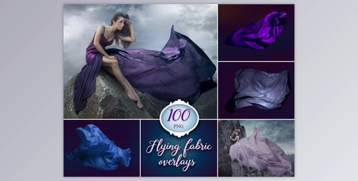 Download 100 Flying Fabric Overlays (flying dress, flowing silk)