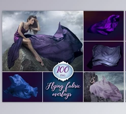 Download 100 Flying Fabric Overlays (flying dress, flowing silk)