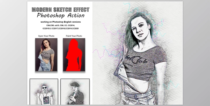 Download Modern Sketch Effect PS Action CreativeMarket-5404495