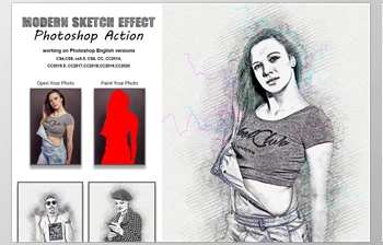 Download Modern Sketch <span class='badge badge-warning'>Effect</span> PS Action CreativeMarket-5404495