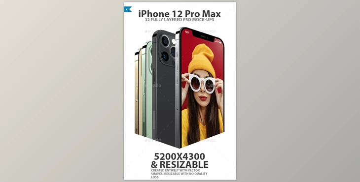 Download iPhone 12 Pro Layered PSD Mock-ups in 4 Colors GraphicRiver-28986984