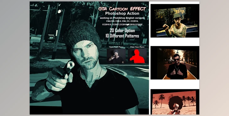 Download GTA Cartoon Effect Photoshop Action CreativeMarket-5485273