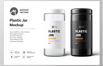 Download Plastic Jar <span class='badge badge-warning'>Mockup</span> CreativeMarket-4877775