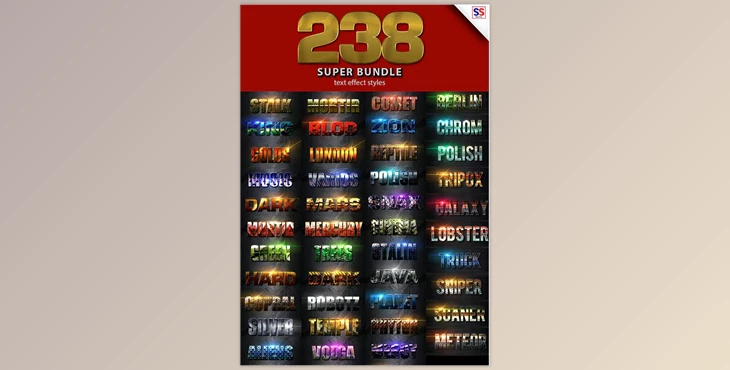 Download 238 Super Bundle Text Effect GraphicRiver-20599228