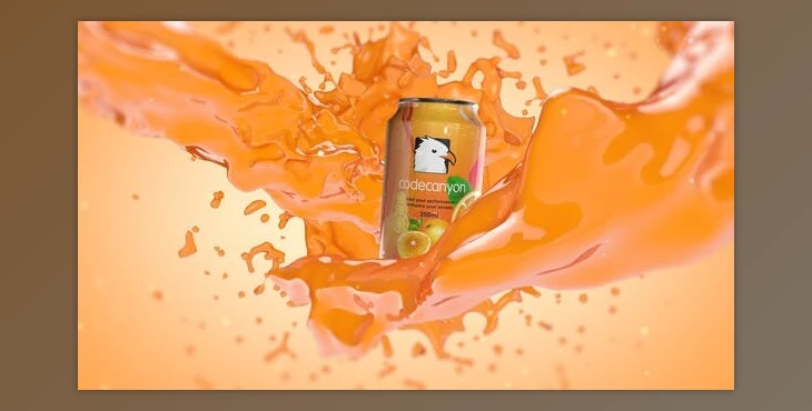 Download Orange Juice Splash With Can Element 3D (Videohive 23485947)