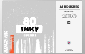 Download 80 INKY BRUSHES <span class='badge badge-warning'>CreativeMarket-5503305</span>