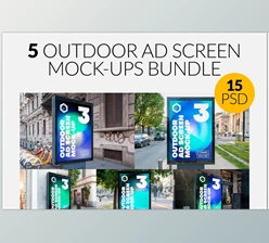 Download Outdoor Ad Screen MockUps Bundle 5 CreativeMarket-5456869 For PS