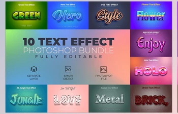 Download Photoshop Text <span class='badge badge-warning'>Effect</span> Bundle 10 in 1 CreativeMarket-4524356