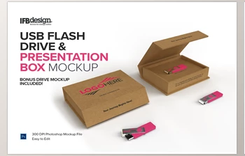 Download USB Flash <span class='badge badge-warning'>Drive</span> Presentation Box CreativeMarket-5449412