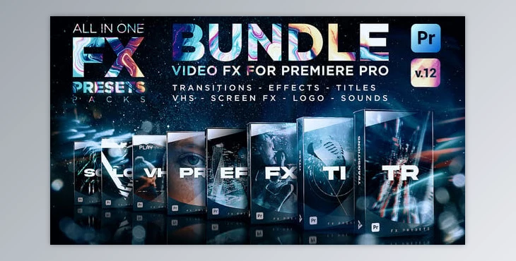 Download Presets Pack for Premiere Pro: Effects, Transitions, Titles, LUTS, Duotones, Sounds V12