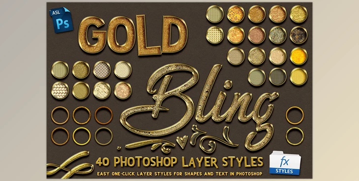 Download Gold Bling Photoshop Layer Styles CreativeMarket-5115006