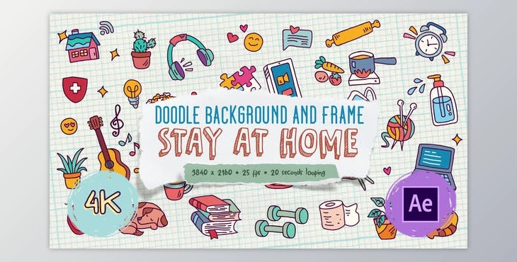 Download Doodle Background and Frame Stay At Home (Videohive 27871985)