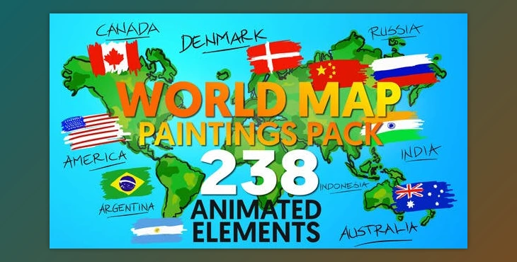 Download World Map Paintings Pack (Videohive 12070408) - After Effects Project Files