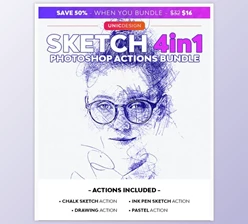 Download Sketch 4in1 Photoshop Actions Bundle GraphicRiver-29408321