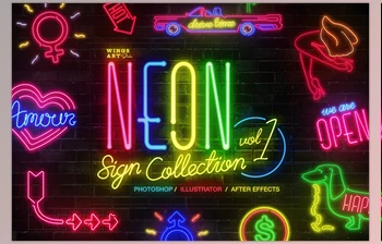Download Neon Sign <span class='badge badge-warning'>Collection</span>: Volume One CreativeMarket-4718662