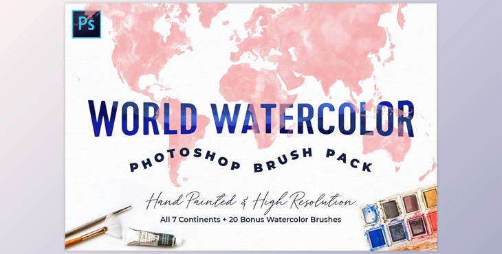 Download World Watercolor PS Brush Pack CreativeMarket-5246605 - PNG, ABR