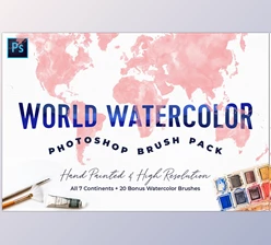 Download World Watercolor PS Brush Pack CreativeMarket-5246605 - PNG, ABR
