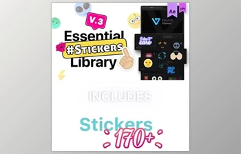 Download Essential Stickers <span class='badge badge-warning'>Library</span> V3 (Videohive 21180366) - AE Project For badge, cartoon, emotions, essentail, facebook