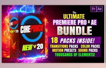 Download CINEPUNCH (<span class='badge badge-warning'>BUNDLE</span>) - Transitions I Color LUTs I SFX - 18 PACKS - 9999+ Assets