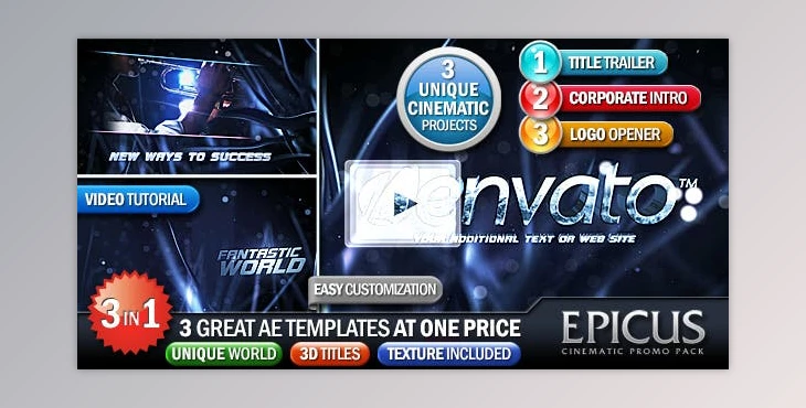 Download EPICUS 3in1: Cinematic Promo Pack (Videohive 145641) - AE Project