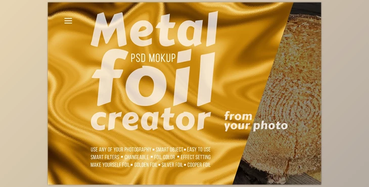 Download Metal foil creator — Mockup CreativeMarket-5553421 (JPG, PSD)