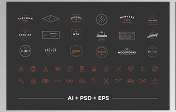 Download Hipster Vintage Logo Pack CreativeMarket-60468 (TTF, OTF, JPG, PSD, EPS, AI)