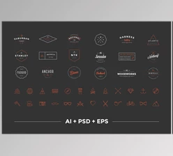 Download Hipster Vintage Logo Pack CreativeMarket-60468 (TTF, OTF, JPG, PSD, EPS, AI)