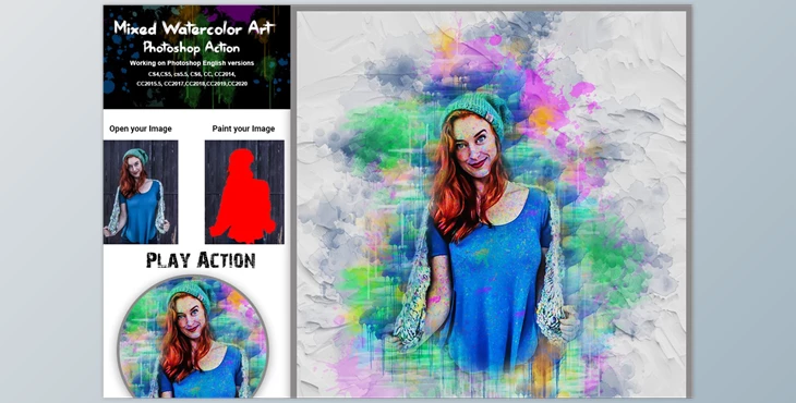 Download Mixed Watercolor Art PS Action CreativeMarket-5360756 (ATN, PAT, PDF, ABR)
