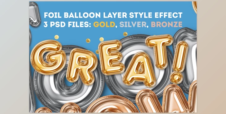 Download Foil Balloon Layer Style Effect CreativeMarket-5654159 (PSD)