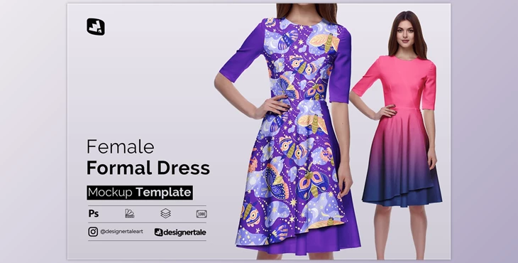 Download Female Formal Dress Mockup CreativeMarket-5142741 (PSD)