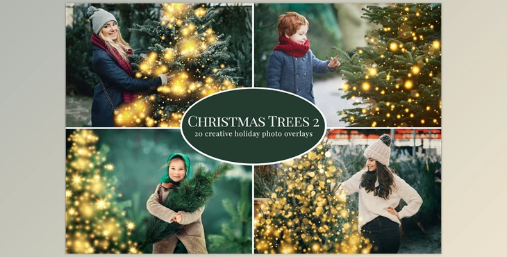 Download Christmas Trees photo overlays CreativeMarket-5636334 (JPG, PNG)