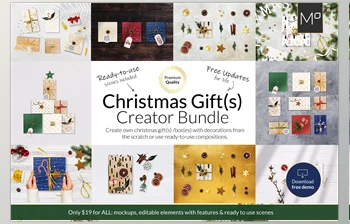 Download X-mas Gift Creator <span class='badge badge-warning'>Bundle</span> Mock-ups CreativeMarket-4419674 (PSD)