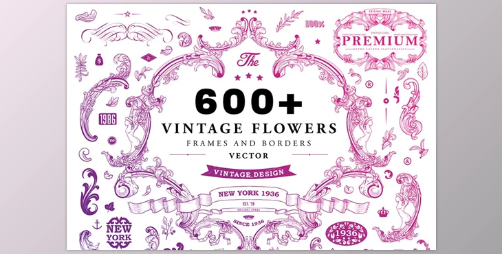 600+ Vintage Frames and Emblems (CreativeMarket - 698008)