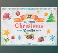 Download 83 Watercolor Christmas Doodle CreativeMarket-118623 (PSD, AI)